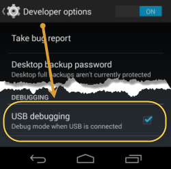 USB Debugging オプション
